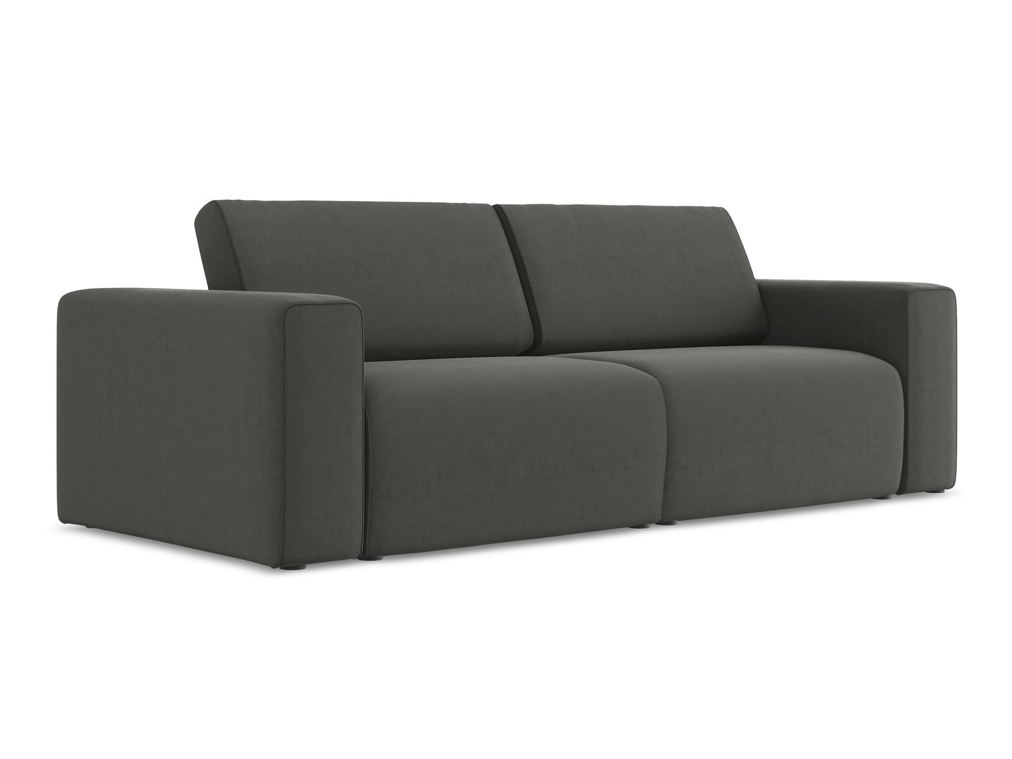 3-SITZER SOFA Samt Stoff Grau - Dunkelgrau/Schwarz, Kunststoff/Textil (224/80/103cm) - Makamii