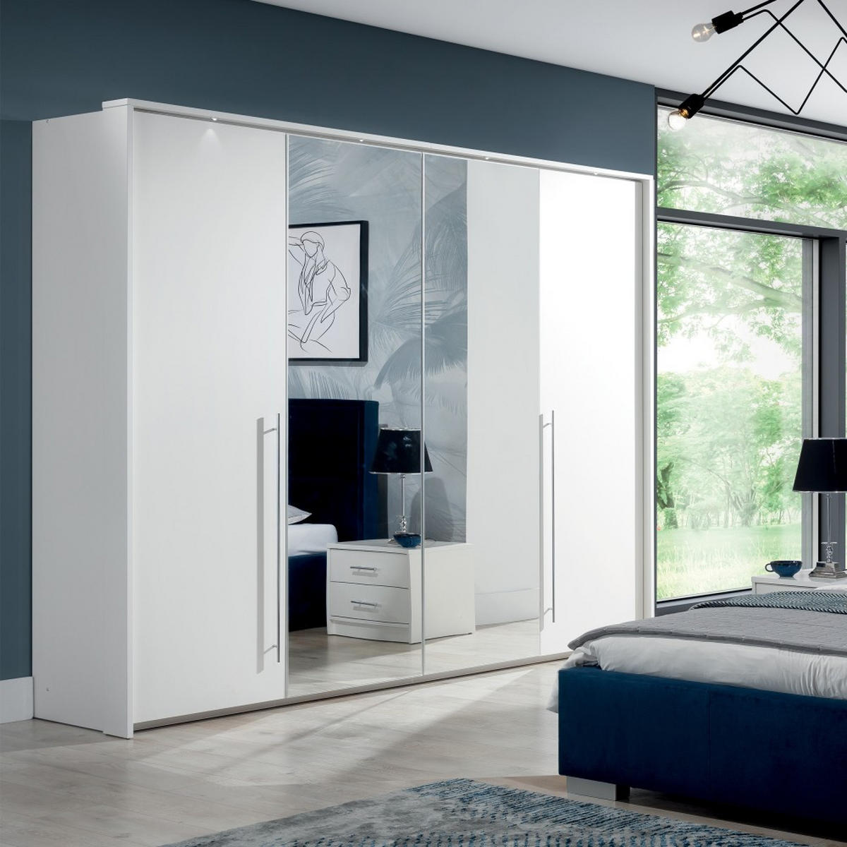 DREHTÜRENSCHRANK Bremco mit 2 Türen und Spiegel, Weiß, 255 cm - Weiß, Holzwerkstoff (255/219/65cm) - Beautysofa