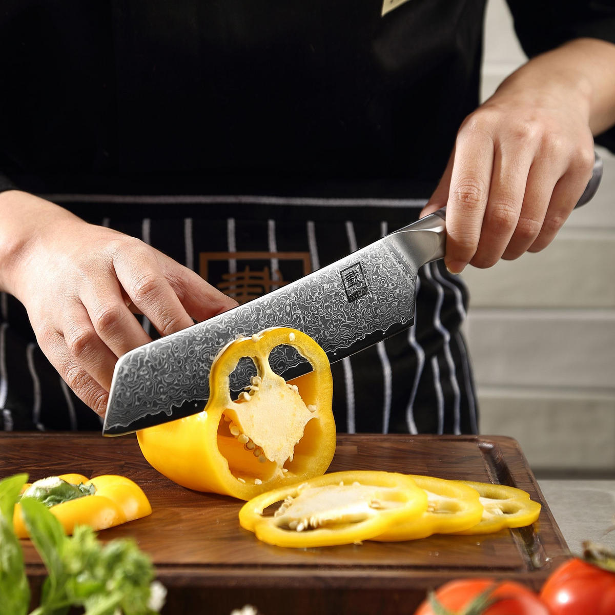 CHEFMESSER Daito Professional Series Damast - Ahornfarben, Holz/Metall (34cm) - Zayiko