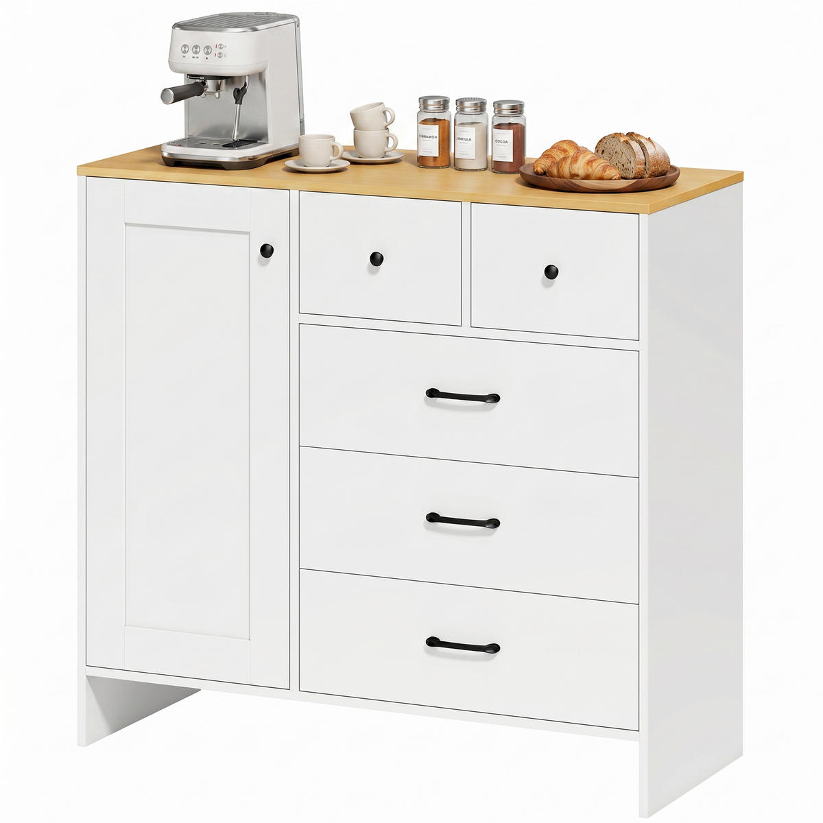 SIDEBOARD Weiß/Eichefarben 100/40/94 cm - Weiß, Holzwerkstoff (100/94/40cm) - PANGIVO