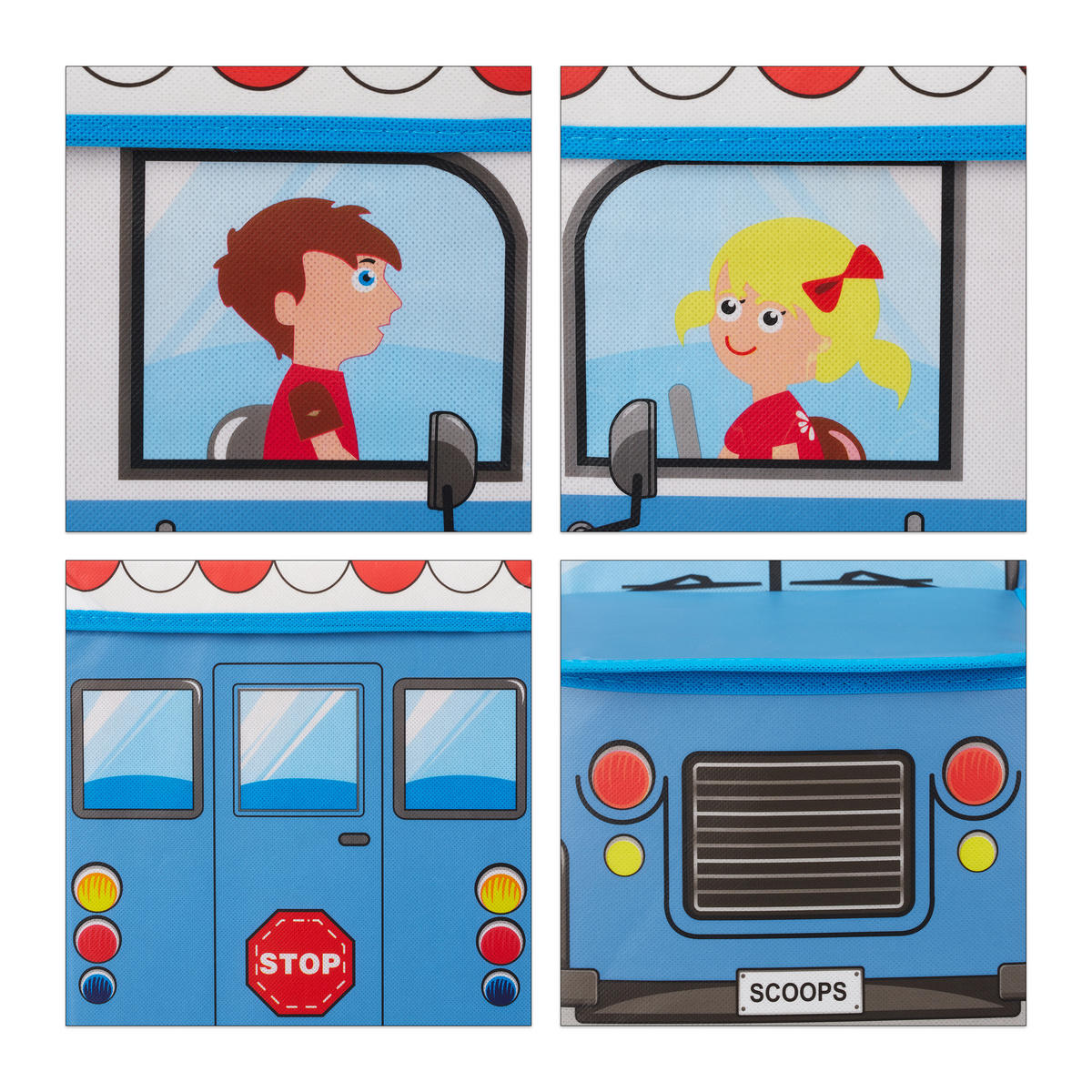 SITZBOX Kinder - Hellblau, Holzwerkstoff/Wellpappe (27/33/56cm) - Relaxdays