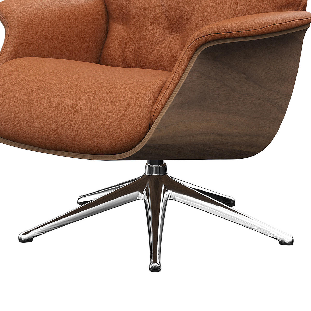 RELAXSESSEL - Echtleder - Kastanienfarben/Chromfarben, Leder/Metall (83/110/83cm) - home24