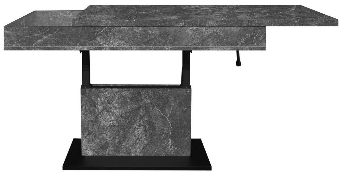 COUCHTISCH Höhenverstellbar Else 1 110x59x60 Holz Keramikoptik Grau - Schwarz/Grau, Holzwerkstoff (110/60/59cm) - 58aufmkessel