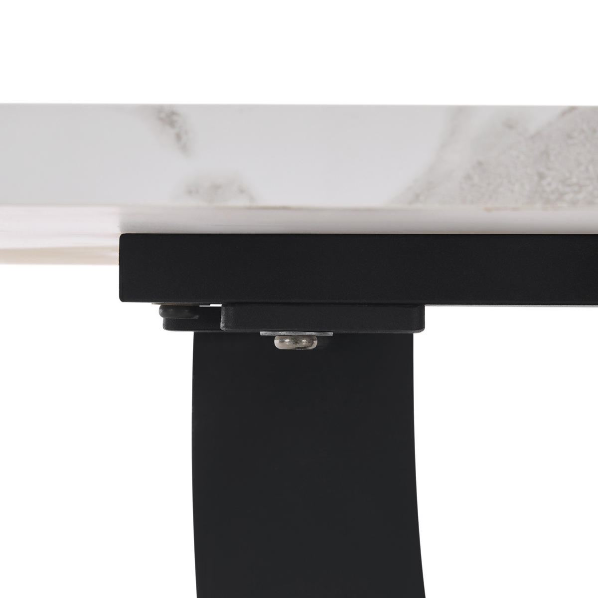 ESSTISCH mit Metallgestell 140/75/75,5 cm in Weiß/Schwarz mit Marmor-Optik - Weiß, Holzwerkstoff (140/75/75.5cm) - BEAOK