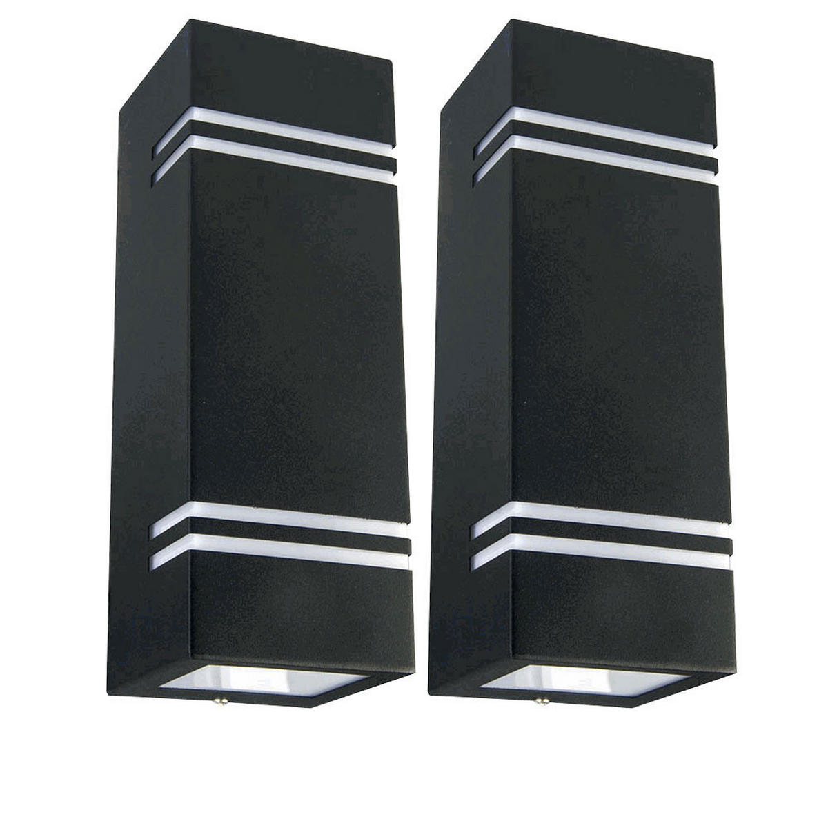 LED AUSSEN-WANDLEUCHTE Edelstahl Schwarz 2er Set - Schwarz, Metall (8.5/25/8.7cm)