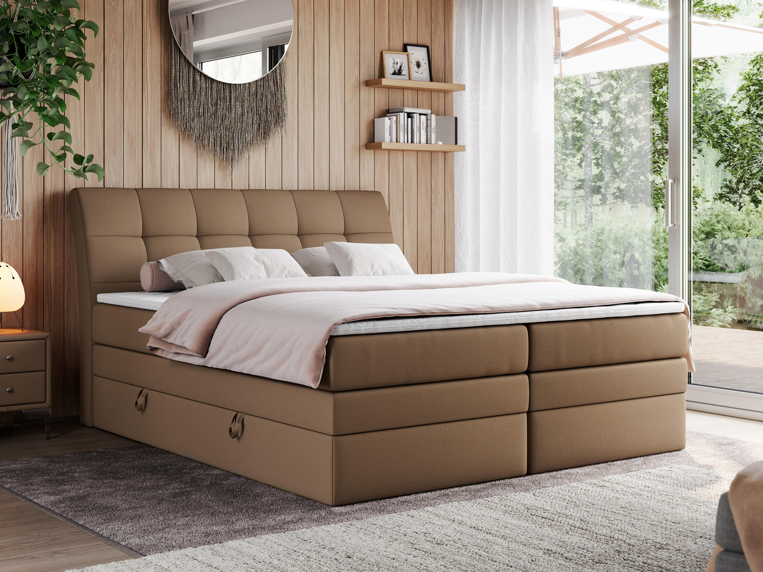 BOXSPRINGBETT GOLD-10 KING 140/200 Braun Kunstleder - H3 - Braun, Holz/Textil (140/200cm) - MKS