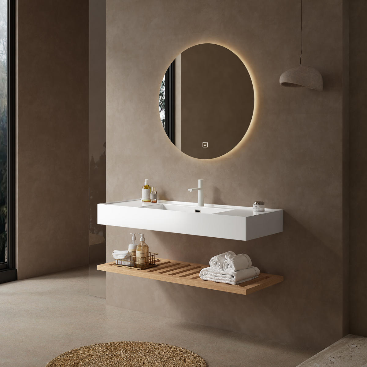 WASCHTISCH Naturfarben und Weiß 120/46/21 cm - Naturfarben, Holz (120/20.7/46cm) - PANGIVO