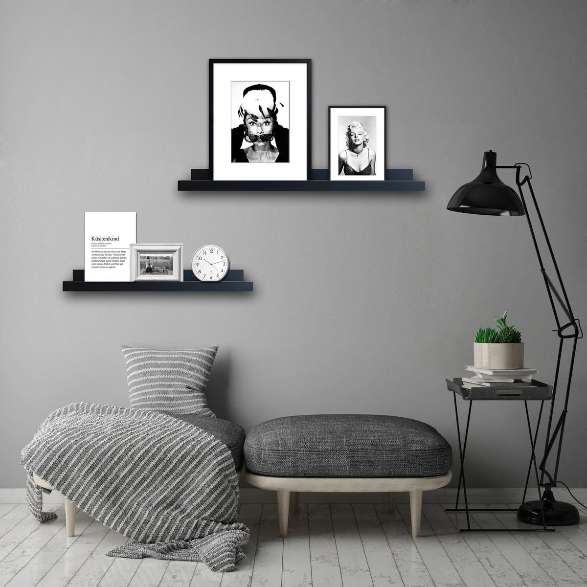 BILDERLEISTE 110 cm Schwarz - Schwarz, Holz (110/5/2cm) - artissimo