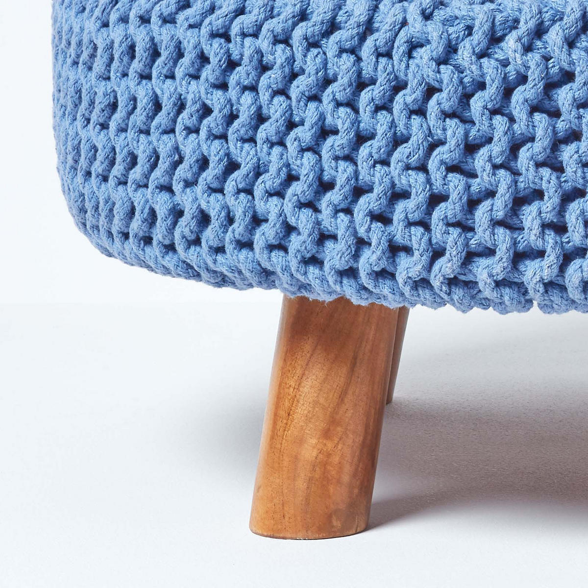STRICK-HOCKER blau, rund 62/62/30 cm - Blau, Textil (62/30/62cm) - Homescapes