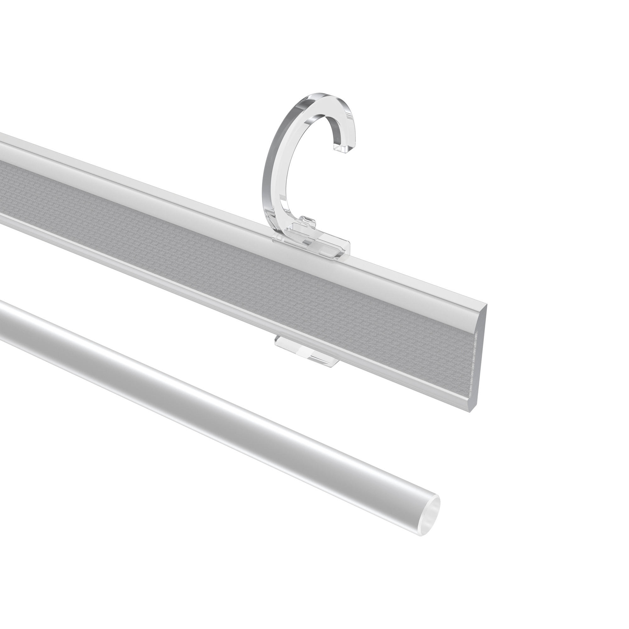 PANEELWAGEN MIT KLETTBAND und Öse für Rundrohre 16/20 mm Ø Easyclip 45 cm, Aluminium, Weiß - Weiß, Metall (2.9/6.1/45cm) - INTERDECO