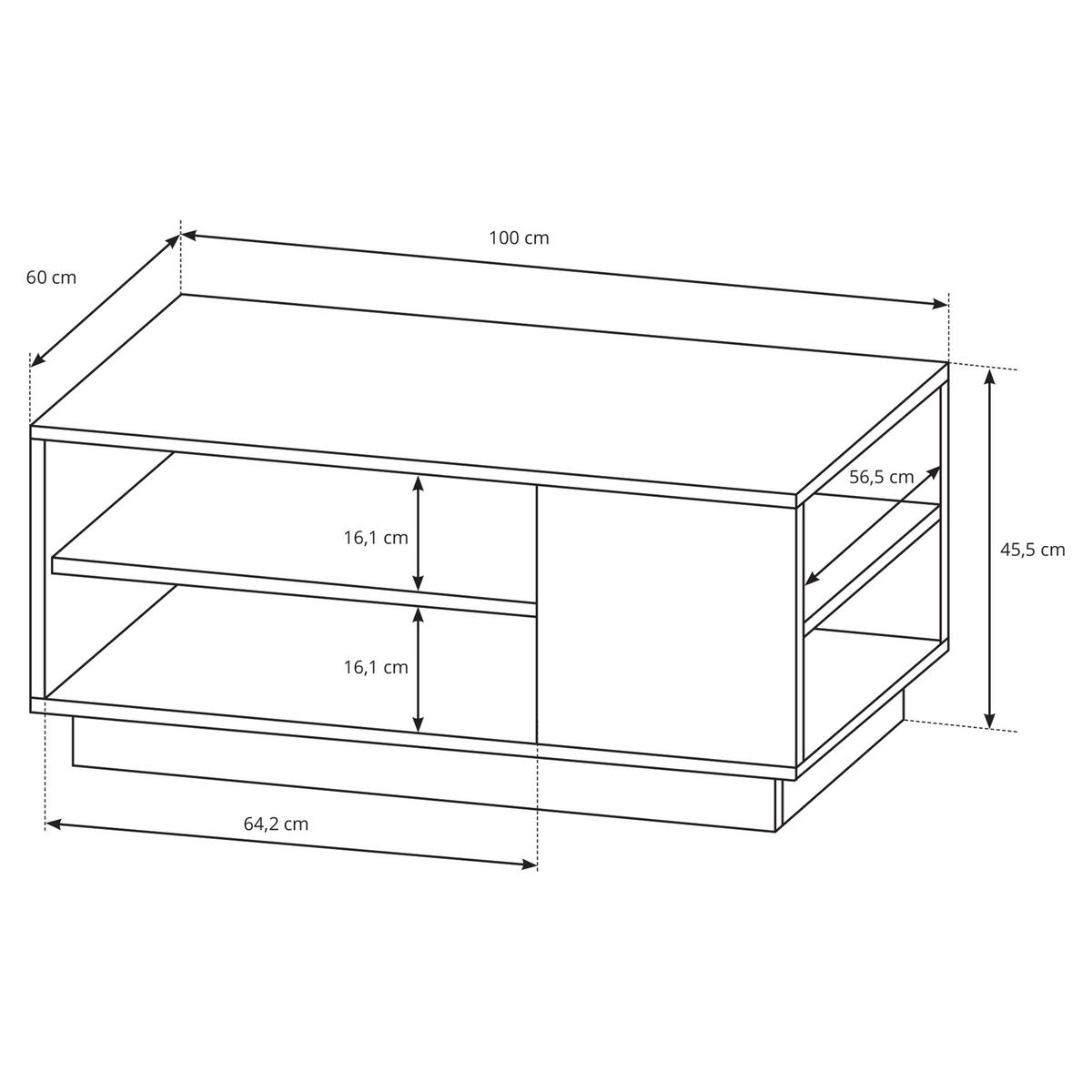 COUCHTISCH TRES 100/45,5/60 cm Weiß - Weiß, Holzwerkstoff (60/100/45.5cm) - MASSENO
