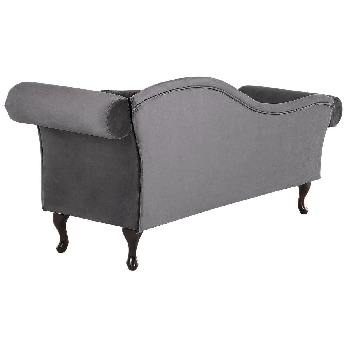 CHAISELONGUE Samtstoff grau rechtsseitig Lattes - Grau, Textil (188/87/59cm) - Beliani
