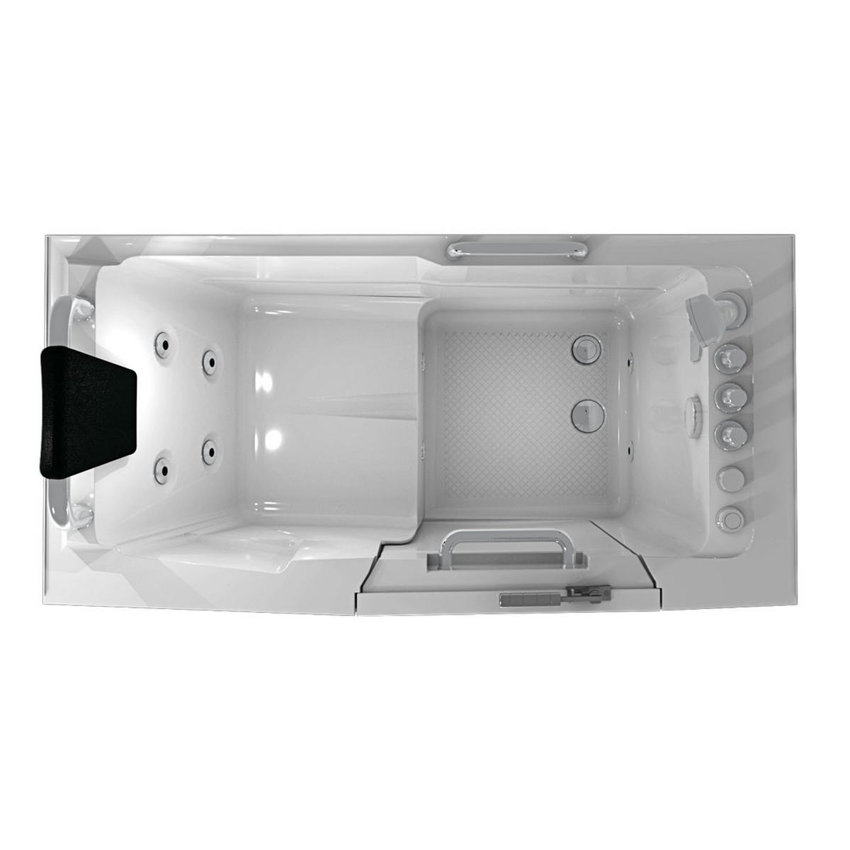 SITZWANNE Whirlpool mit Tür S07WP-TH-A-L - Weiß, Glas/Kunststoff (76/116/140cm) - AcquaVapore by Sandra Jentho