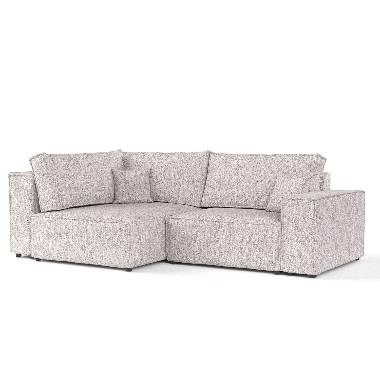 ECKSOFA AVION mit Schlaffunktion Beige im Neve Stoff - Beige/Schwarz, Holz/Holzwerkstoff (253/148cm) - AltaBeds