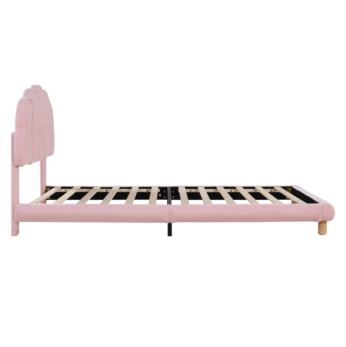 POLSTERBETT 90/200 cm aus Bouclé und MDF mit verstellbarem Kopfteil Rosa - Rosa, Textil (90/200cm) - Modenvie