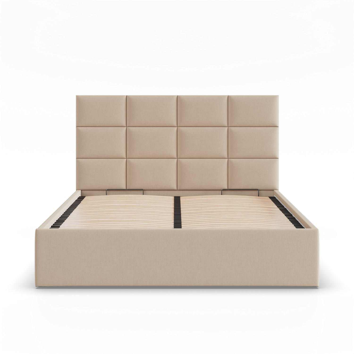 POLSTERBETT MIT KOPFTEIL 160x200 mit Bettkasten YORK, Beige - Beige, Textil (160/200cm) - Mebligo