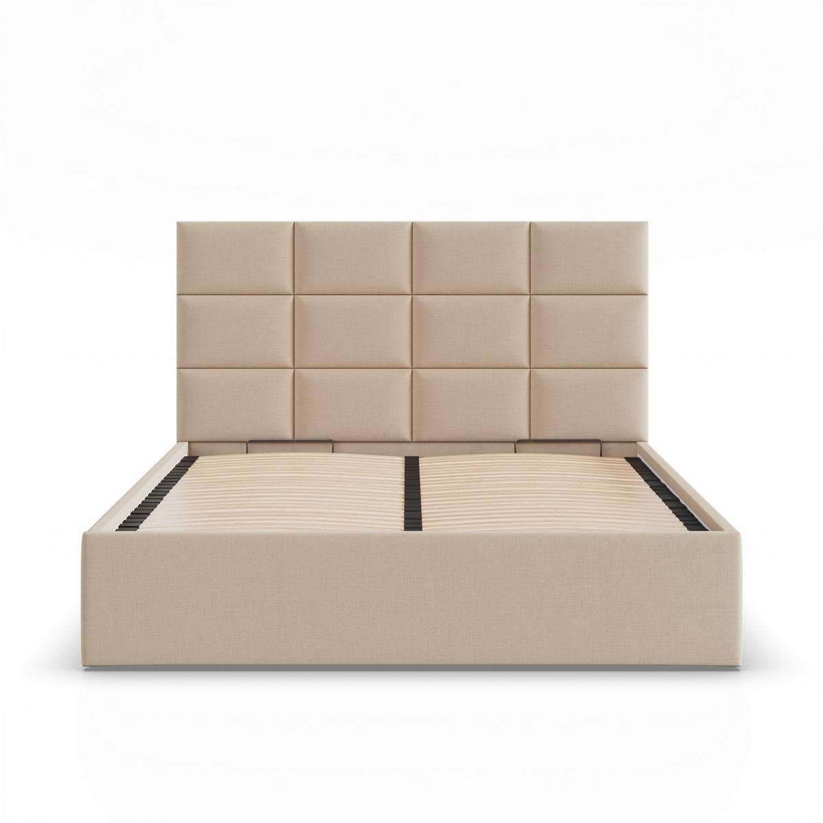 POLSTERBETT MIT KOPFTEIL 180x200 mit Bettkasten YORK, Beige - Beige, Textil (180/200cm) - Mebligo