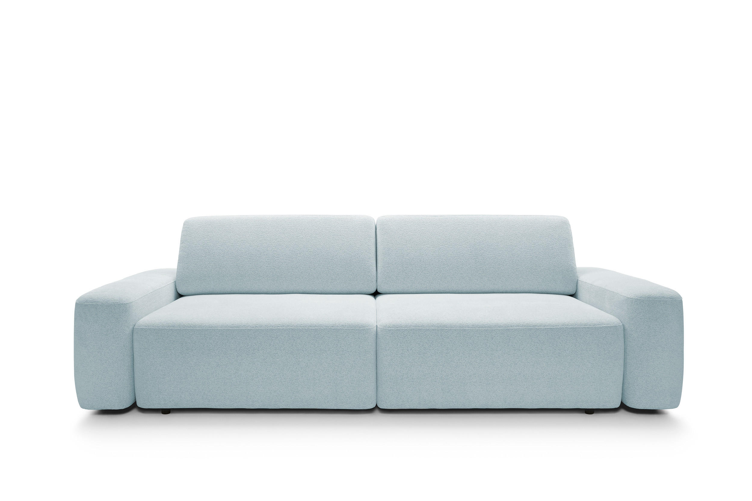 SOFA 4-Sitzer freistehend, Bettzeugcontainer, Polsterung aus PUR-Schaum, Stoff Raven, Schlaffunktion: 120x200 cm, Größe: 257x82x105 cm, Taube - Hellblau, Holz/Textil (257/82/105cm) - DomoHome