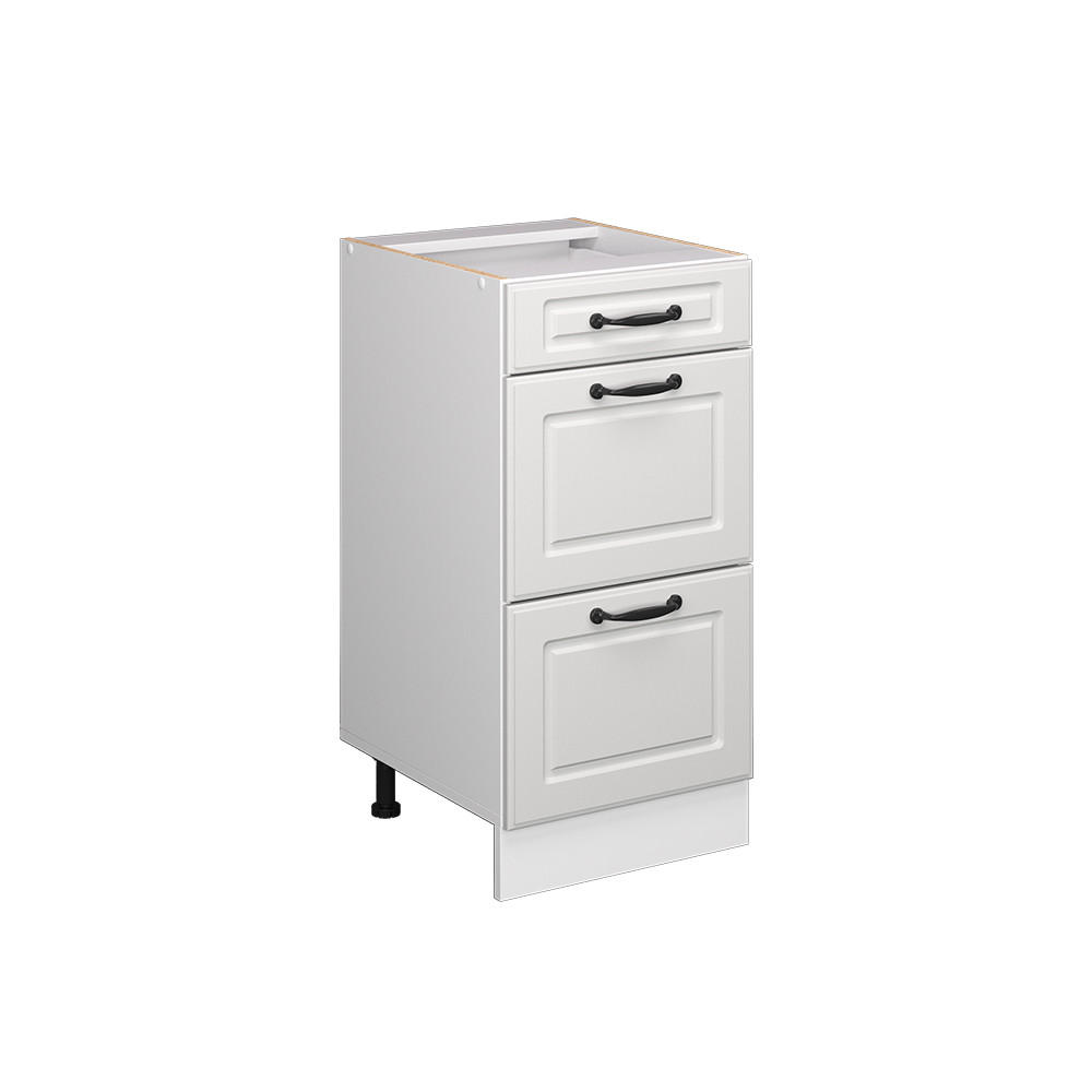 KÜCHENUNTERSCHRANK R-Line Weiß Landhaus 40 cm mit Schubladen, ohne AP - Creme/Weiß, Holzwerkstoff (40/81.6/46cm) - Vicco