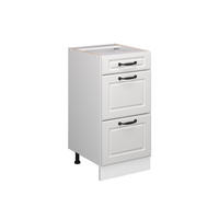 KÜCHENUNTERSCHRANK R-Line Weiß Landhaus 40 cm mit Schubladen, ohne AP - Creme/Weiß, Holzwerkstoff (40/81.6/46cm) - Vicco