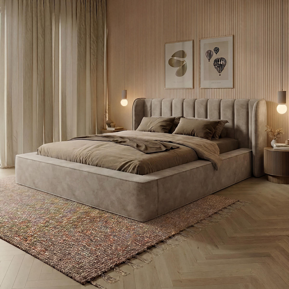 POLSTERBETT GONDO 160x200 cm, Hellbraun - Braun, Textil (200/160cm) - Fedve