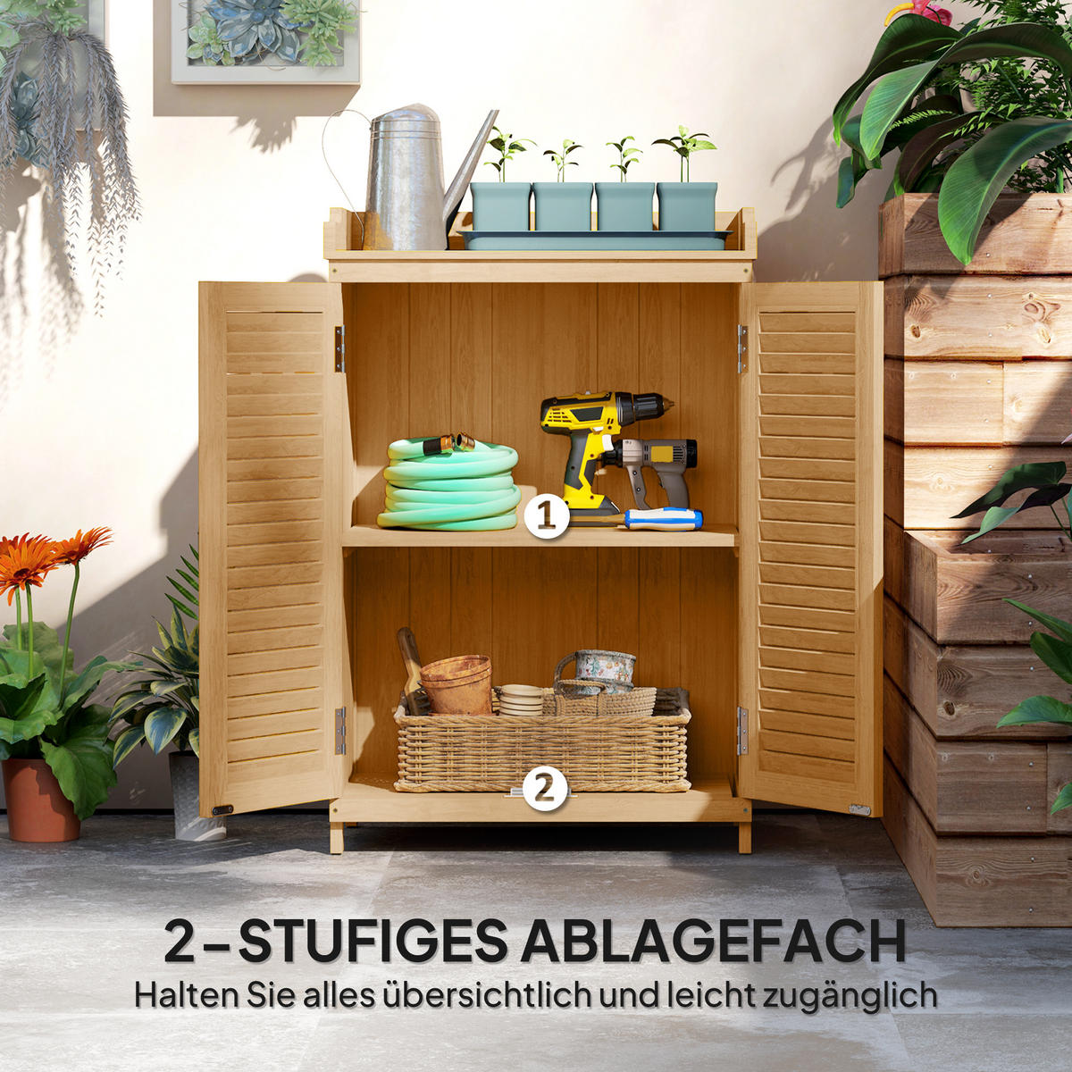 GARTENSCHRANK DE-09240 Gelb - Gelb, Holz (40/98.5/65.5cm) - ComfortXL