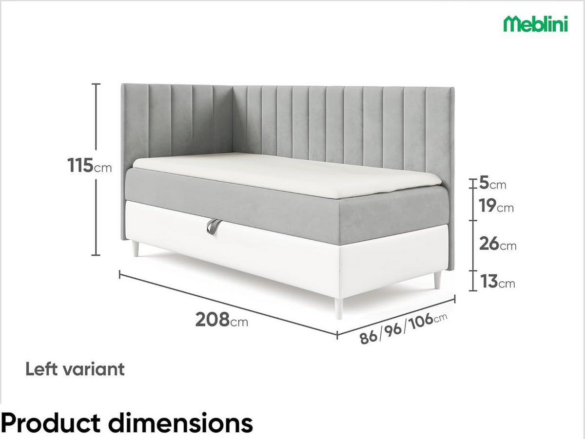 KINDERBETT MAYA 3 - Weiß/Grau, Holzwerkstoff (106/208cm) - Meblini