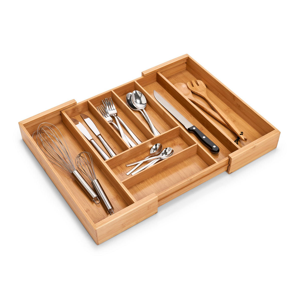 BESTECKKASTEN aus Bambus - Braun, Naturmaterialien (43/6.5/58cm) - ZELLER