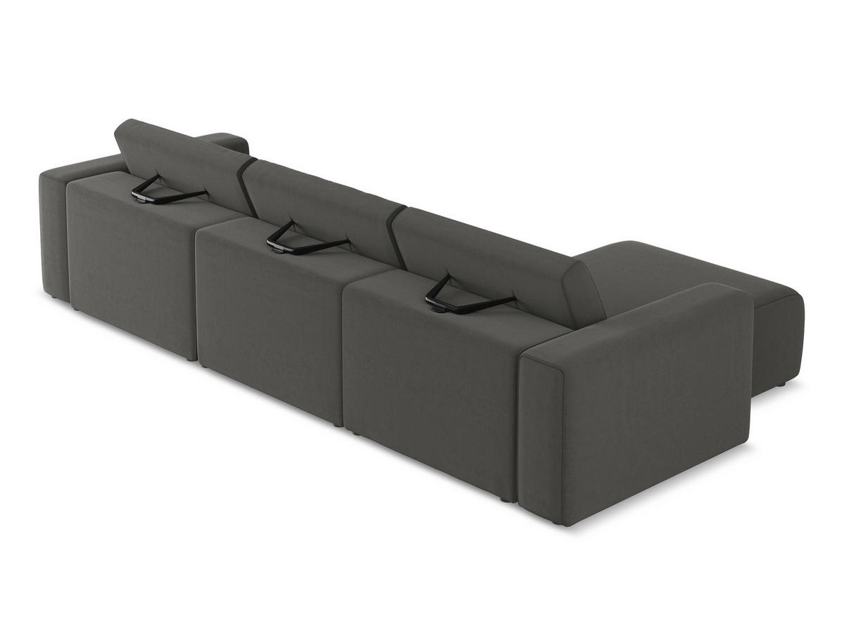 ECKSOFA Links Samt Stoff Grau - Dunkelgrau/Schwarz, Kunststoff/Textil (167/314cm) - Makamii