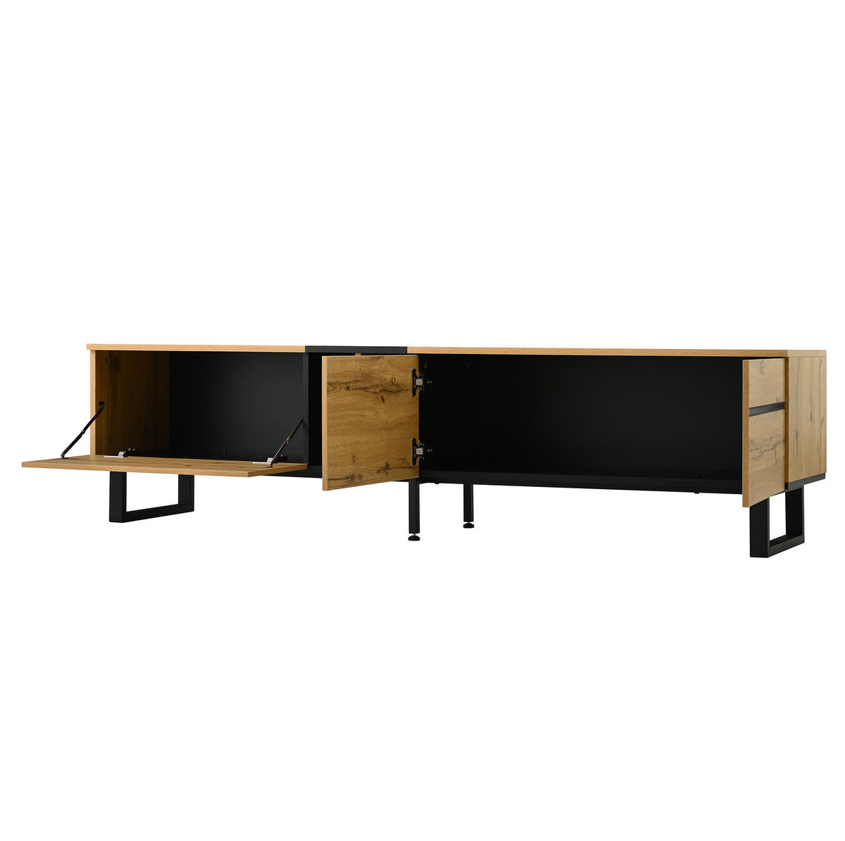 TV-LOWBOARD mit Klappfach 180 x 38 x 45 cm Holzoptik - Braun, Holzwerkstoff (38/45/180cm) - Beauniv