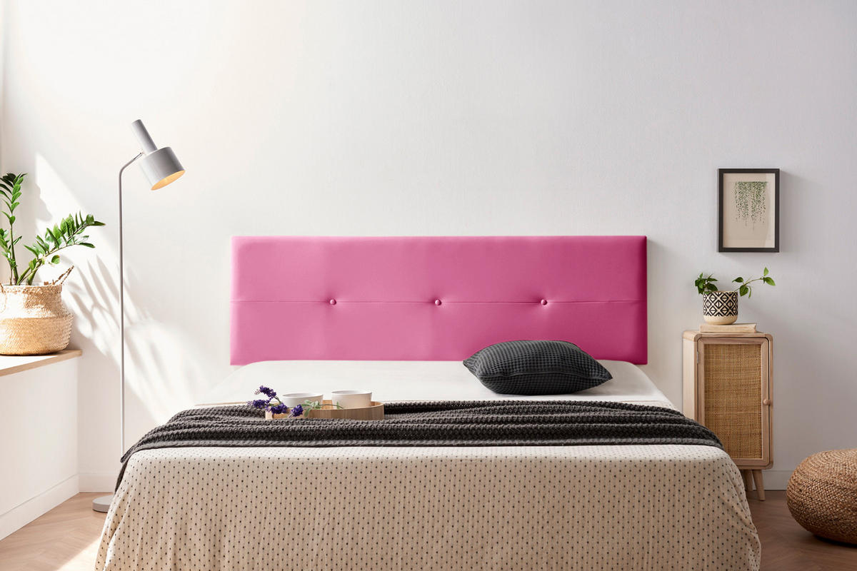 Kopfteil gepolstert NAPOLI Kunstleder 130x50x5 cm - Rosa - Moonia - Pink, Holz (130/5/50cm)