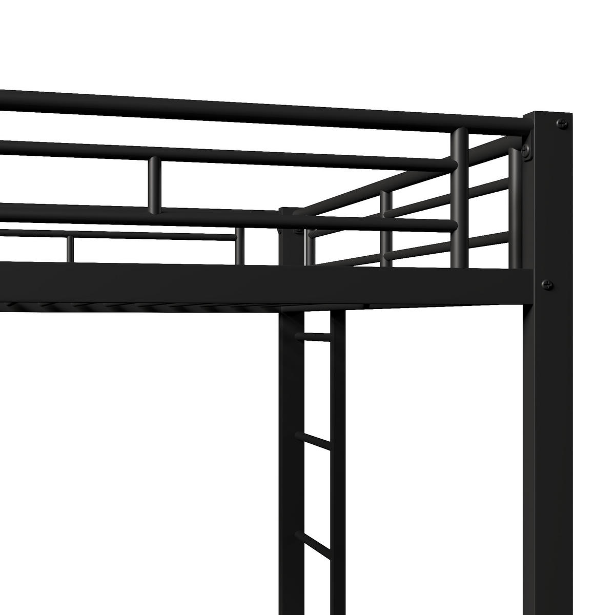 ETAGENBETT 140x200cm Schwarz Metall Ausziehbett hohe Geländer - Schwarz, Metall (140/200cm) - FLIEKS