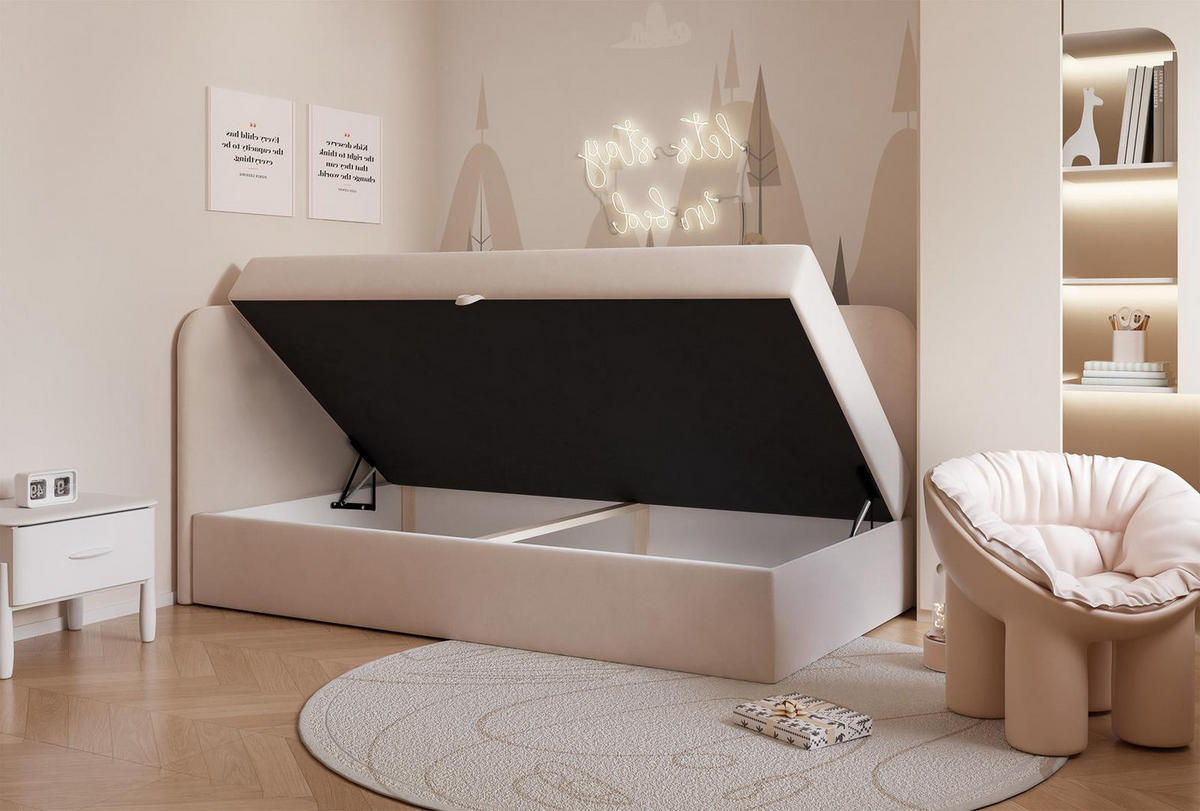 KINDERBETT modern DREAMY rosa 100x200 - Rosa, Holzwerkstoff - Compleo24