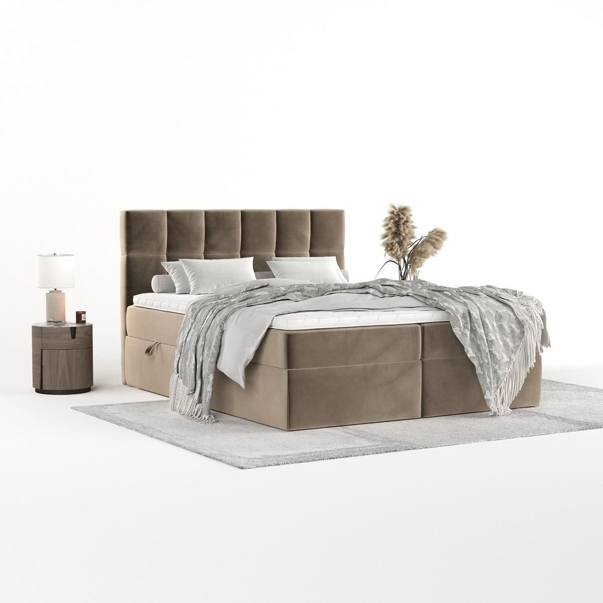 POSTEL BOXSPRING VARENO 160/200 Taupe - černá/šedohnědá, kov/dřevo (160/200cm) - AltaBeds