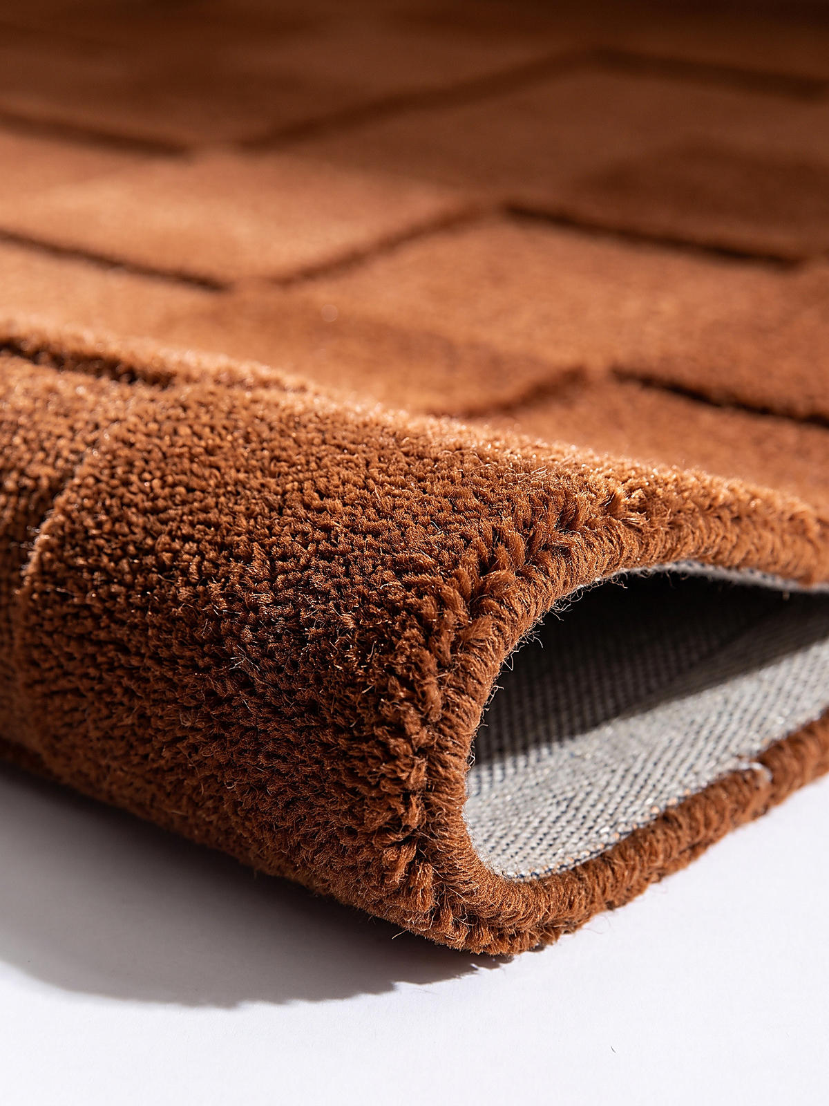 TEPPICH aus Wolle, handgetuftet, DEBEN, in Terrakotta, Schachbrettmuster, 160 x 230 cm - Orange, Textil (160/230cm) - KADIMA DESIGN