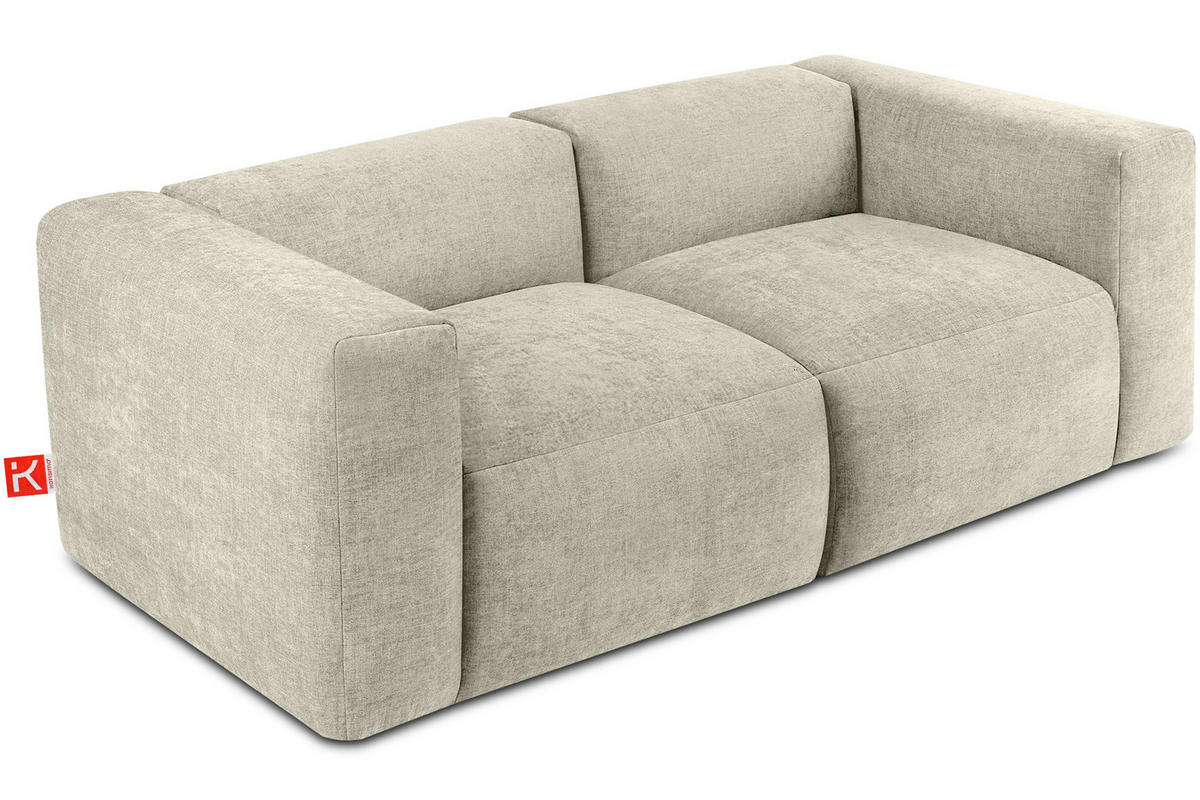2-SITZER-MODULSOFA BUFFO mit extrem weicher und bequemer Sitzfläche, Gewebestoff, ecru - Ecru, Textil (210/73/96cm) - KONSIMO®