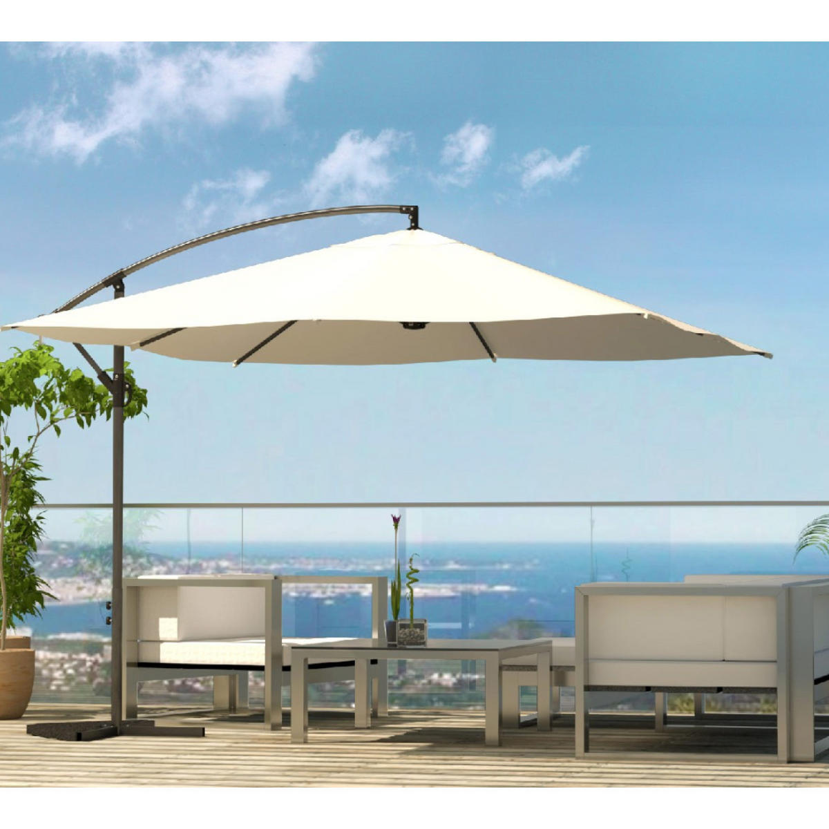 SONNENSCHIRM solenzara ecru quadratisch 3 x 3 cm deportiert - Beige, Metall (300/300cm) - Concept Usine