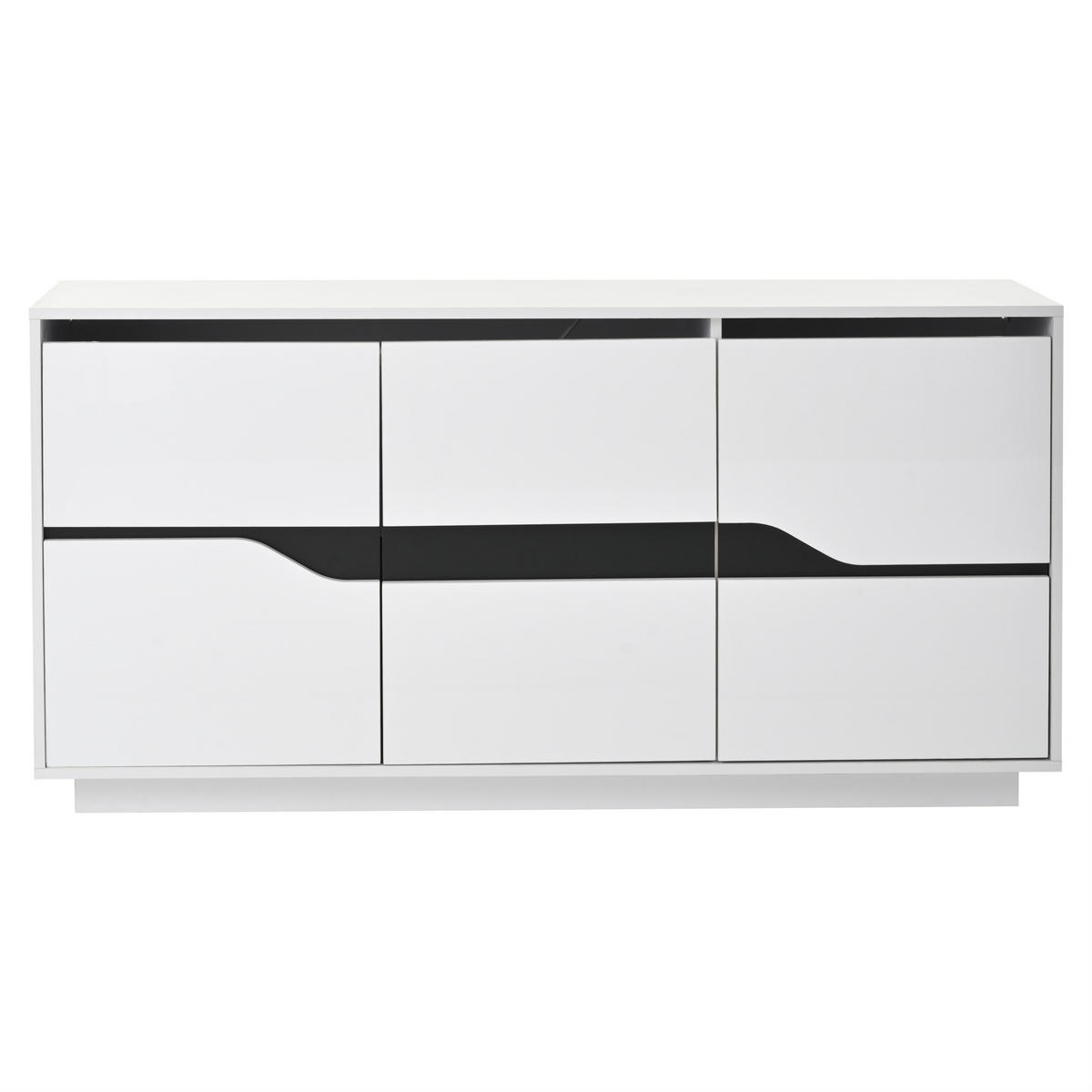 SIDEBOARD LED Weiß Schwarz 3 Türen 140x40x70cm Hochglanz Stauraum - Weiß, Holzwerkstoff (40/70/140cm) - FLIEKS