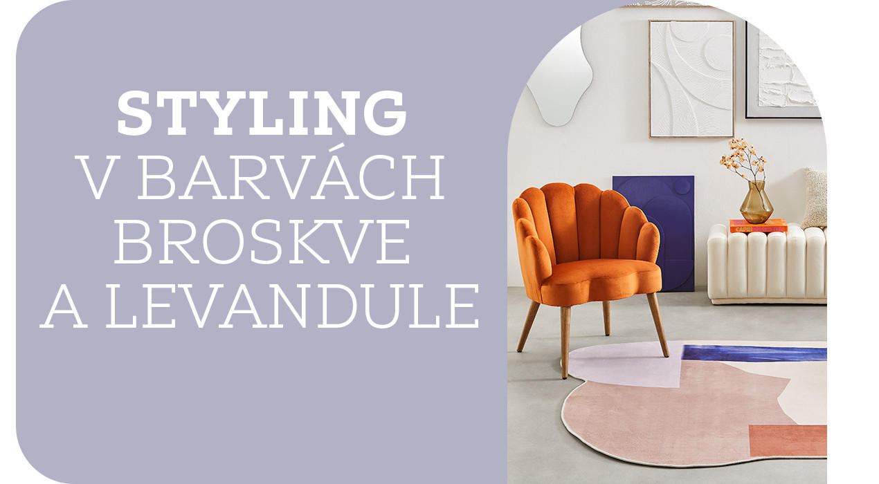 styling v barvách broskve a levandule
