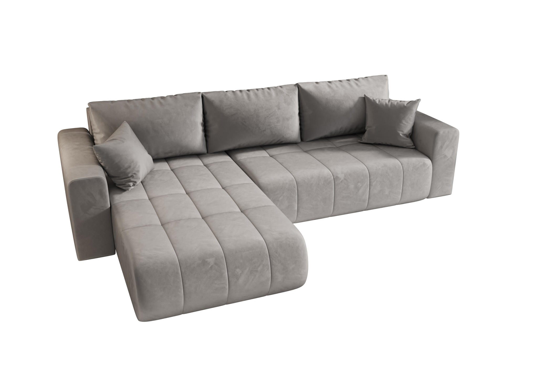 ECKSOFA Camila - Hellgrau, Holzwerkstoff/Textil (280/185cm) - Fun Möbel