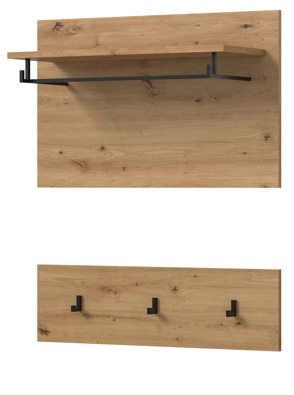 GARDEROBENPANEEL Eiche Artisan, Wandgarderobe Set 2-teilig 80 cm - Eiche Artisan, Holzwerkstoff (80/73/27cm) - Inn.Furn