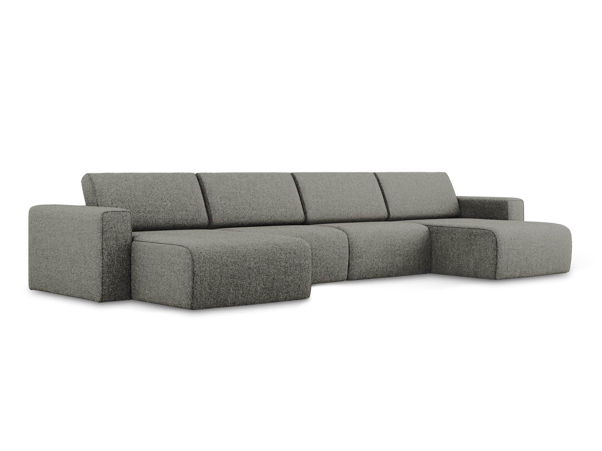 WOHNLANDSCHAFT Strukturstoff Stoff Grau - Dunkelgrau/Schwarz, Kunststoff/Textil (404/80/167cm) - Makamii