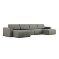 WOHNLANDSCHAFT Strukturstoff Stoff Grau - Dunkelgrau/Schwarz, Kunststoff/Textil (404/80/167cm) - Makamii