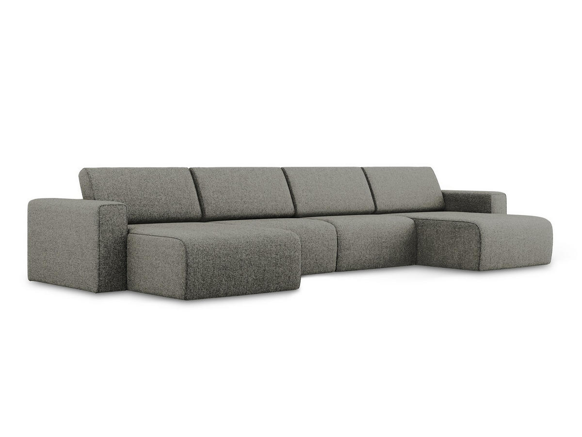 WOHNLANDSCHAFT Strukturstoff Stoff Grau - Dunkelgrau/Schwarz, Kunststoff/Textil (404/80/167cm) - Makamii