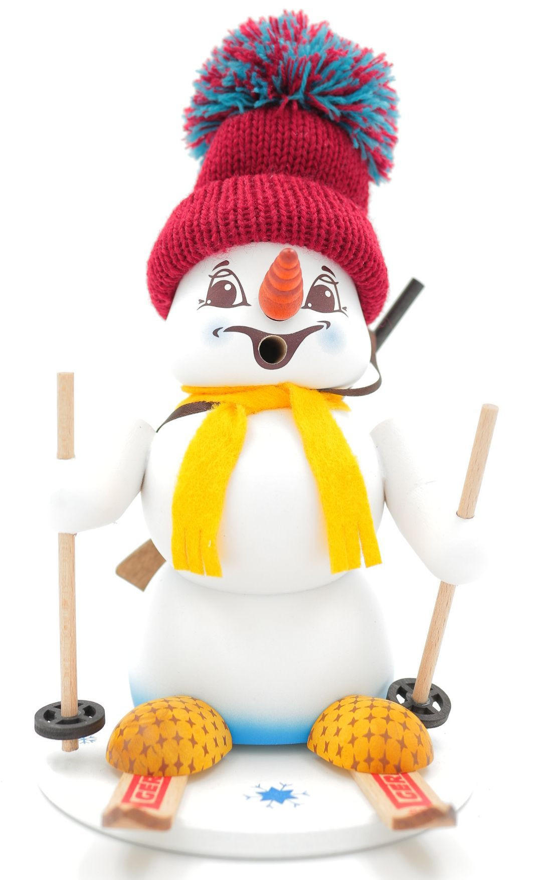 RAUCHFIGUR Schneemann Weiß Biathlon 19 cm - Multicolor, Holz (15/19/0.1cm)