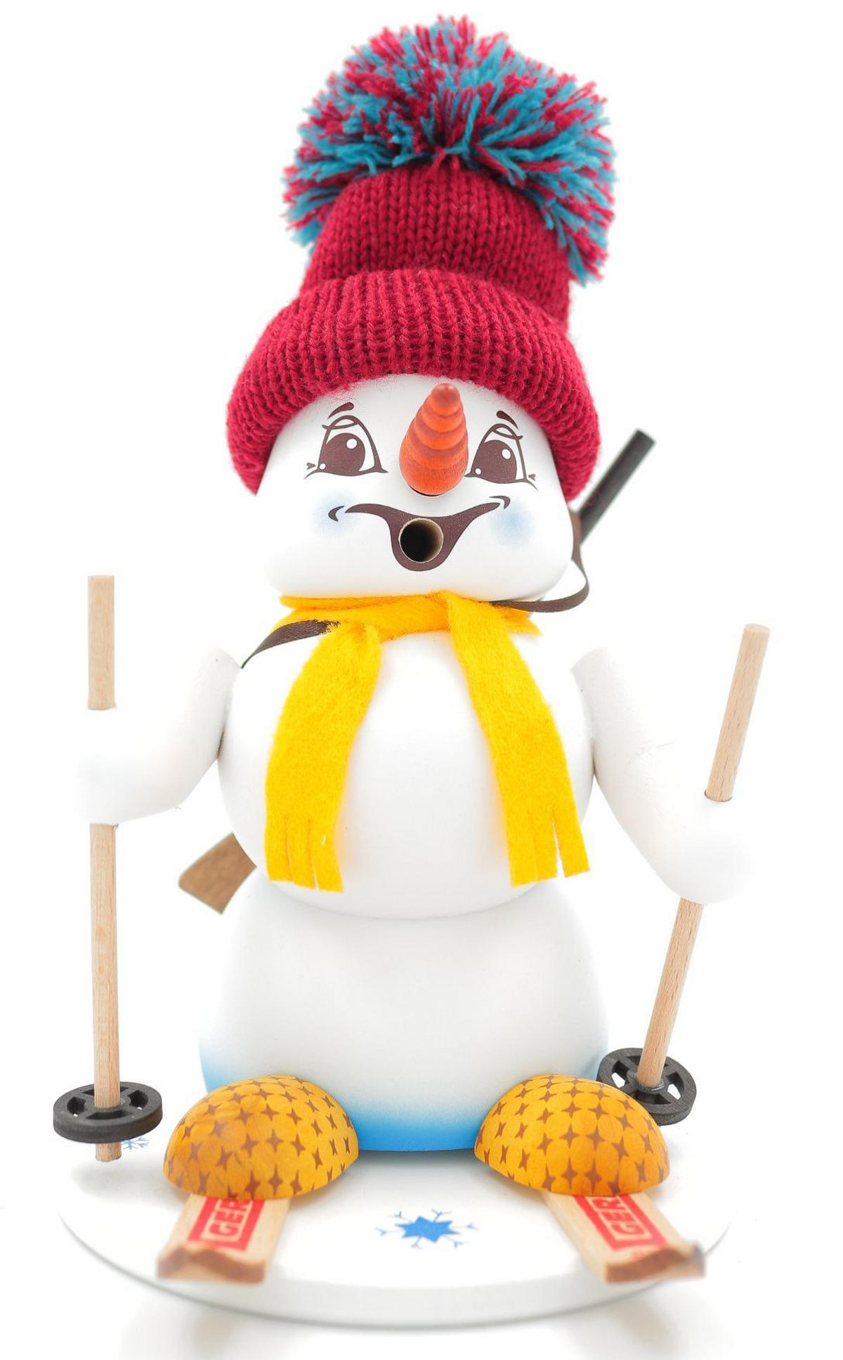 RAUCHFIGUR Schneemann Weiß Biathlon 19 cm - Multicolor, Holz (15/19/0.1cm)