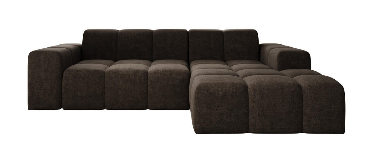 ECKSOFA Fogo ohne Schlaffuktion, L-Form, Sofa Rechts, Veloursstoff, 245x68x180 cm, Braun - Braun, Holz (245/180cm) - PROMETO Möbel