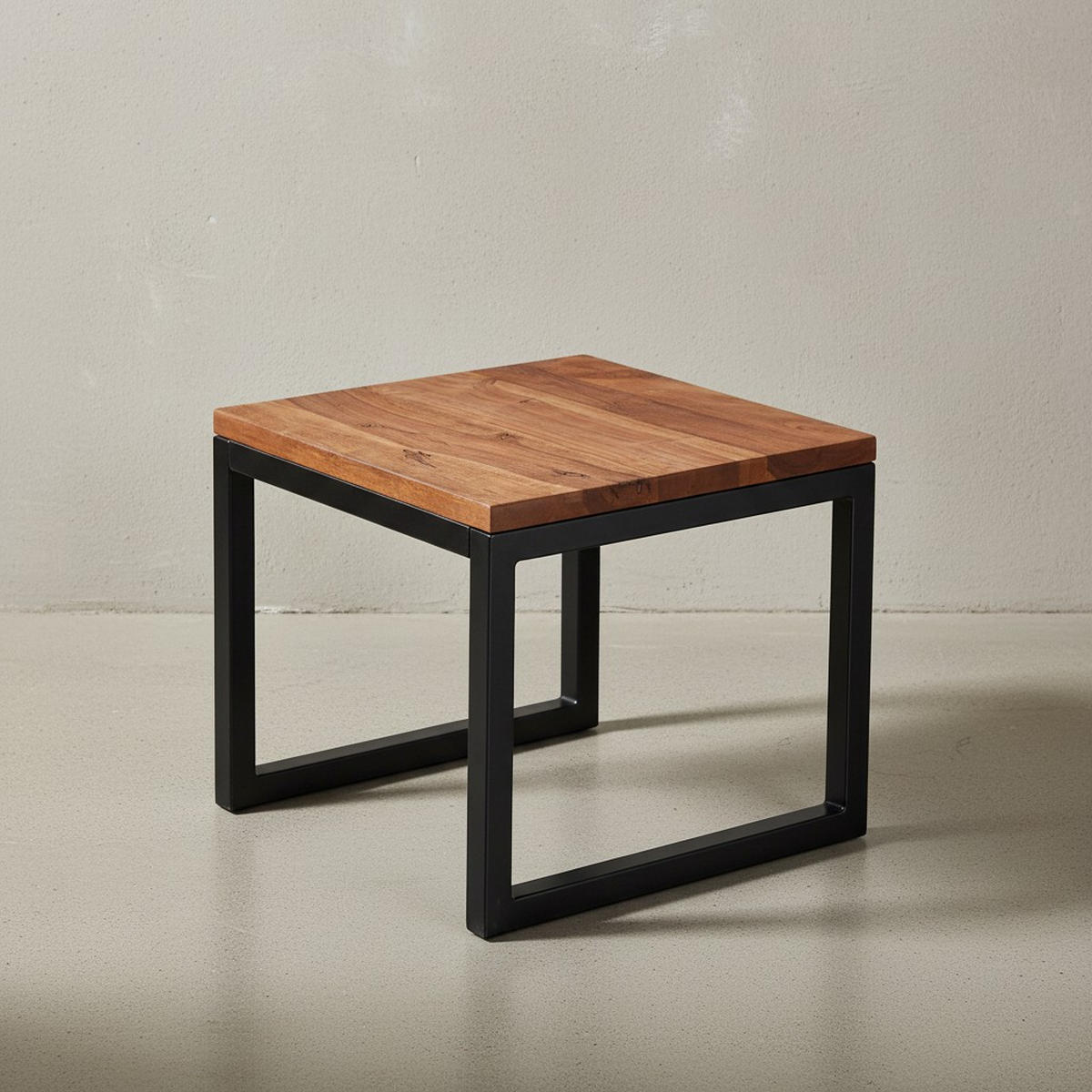 BEISTELLTISCH – Massivholz Braun rechteckig robust Industrial - Schwarz/Braun, Holz/Metall (45/45/40cm) - KADIMA DESIGN