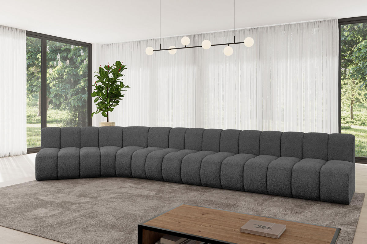 ECKSOFA modulares Sofa Montra-L3 - 472x174x70 cm Grau - Grau, Holzwerkstoff/Textil (472/174cm) - ALTDECOR