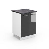 KÜCHENUNTERSCHRANK Fame-Line Anthrazit Hochglanz 60 cm, AP Anthrazit - Anthrazit/Weiß, Holzwerkstoff (60/82/60cm) - Vicco
